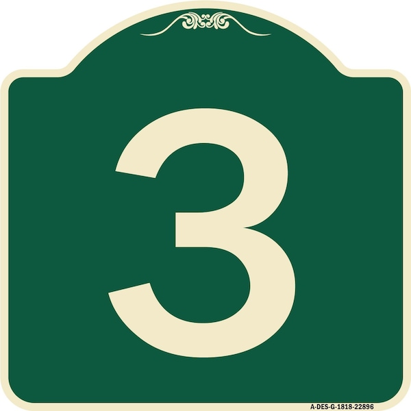 Signmission Designer Series Sign W/ Number 3, Green & Tan Heavy-Gauge Aluminum Sign, 18" x 18", G-1818-22896 A-DES-G-1818-22896 - main